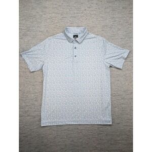 DEOLAX Golf Polo Shirt Floral Print Short Sleeve Athletic Casual Mens Large Blue